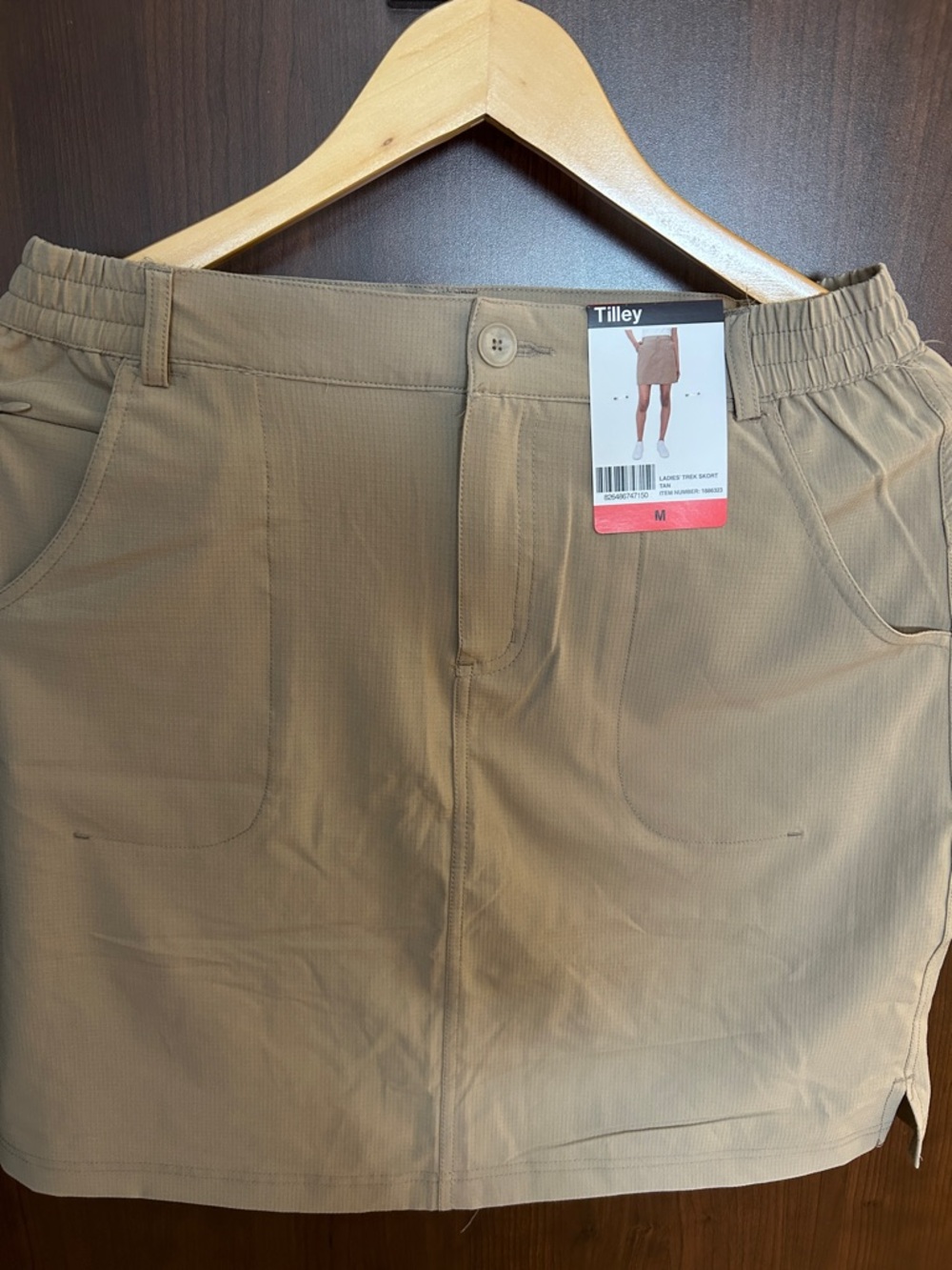 Casual Women's Tan Mini Skort with Front Pockets